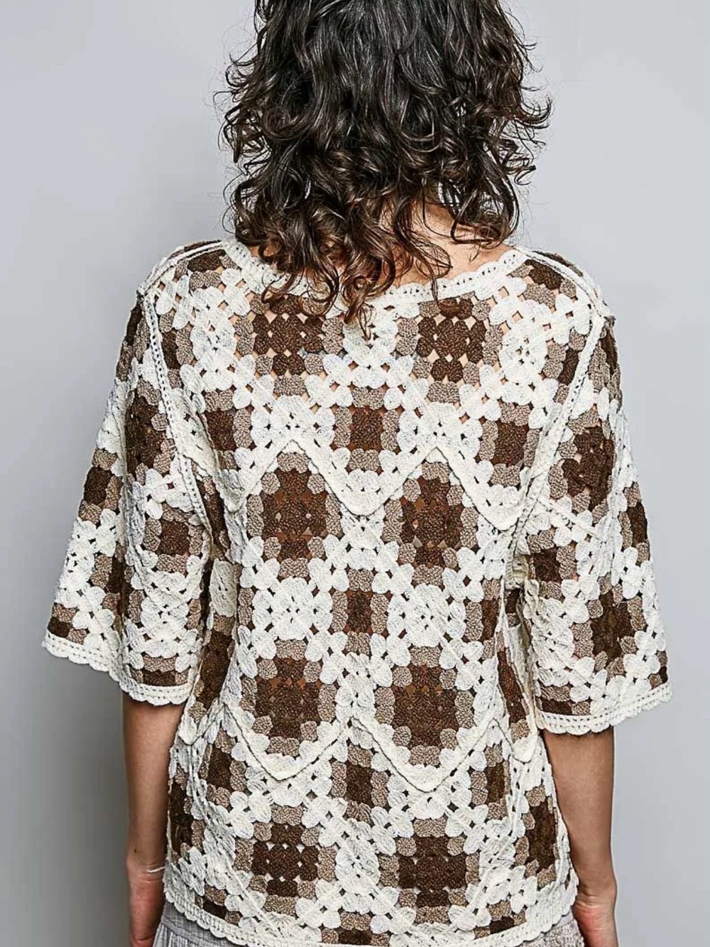 #55 R1 POL Crochet Square-Pattern Top - Picture 2 of 3